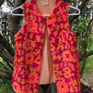 Vintage Handmade Faux Fur Vest in Vibrant Pinks
